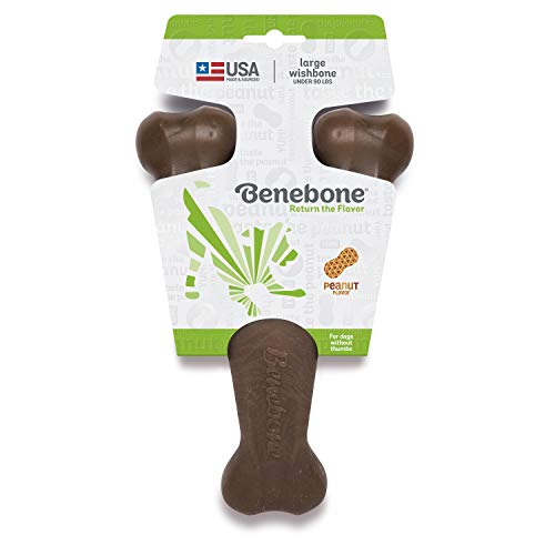 Product Cover Benebone Real Flavor Wishbone Chew Toy, Made in USA, Large, Real Peanut Flavor