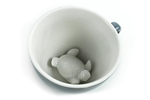 Product Cover CREATURE CUPS Turtle Ceramic Cup (11 Ounce, Wedgewood Blue) | Hidden Sea Animal Inside | Holiday and Birthday Gift for Coffee & Tea Lovers