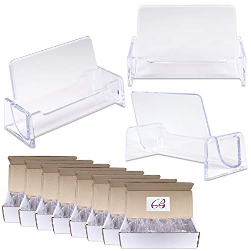 Product Cover Beauticom 100 Pieces - Clear Plastic Business Card Holder Display Desktop Countertop (Style # 3)