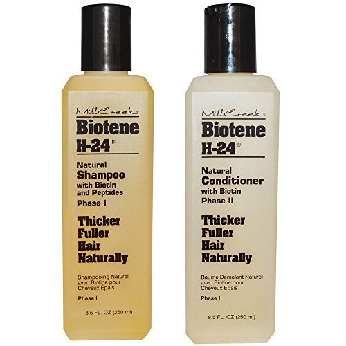 Product Cover Mill Creek Botanicals Biotene H-24 Biotin and Keratin Shampoo and Condtiioner Bundle For Thinning Hair, Hair Loss and Receding Hair Line With Aloe Vera, Sage, Panthenol and Vitamin E, 8.5 oz. each