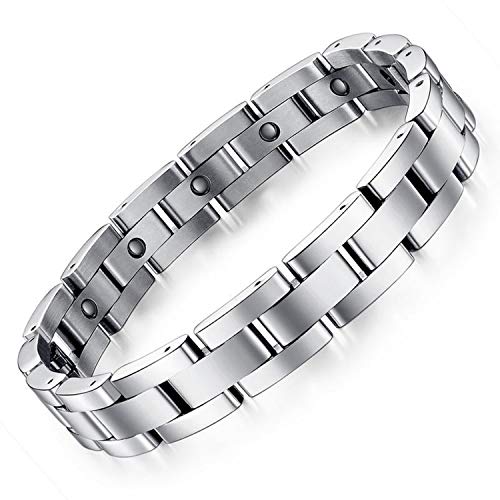 Product Cover Feraco Mens Sleek Magnetic Therapy Bracelet for Arthritis Pain Relief with Free Link Removal Tool,9 inch