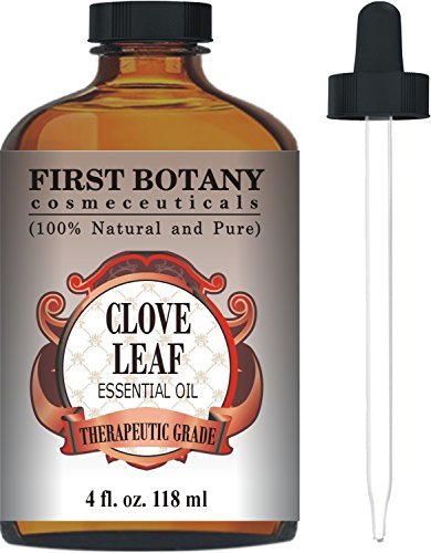 Product Cover First Botany Cosmeceuticals Therapeutic Grade Clove Leaf Essential Oil with a Glass Dropper, 4 fl oz