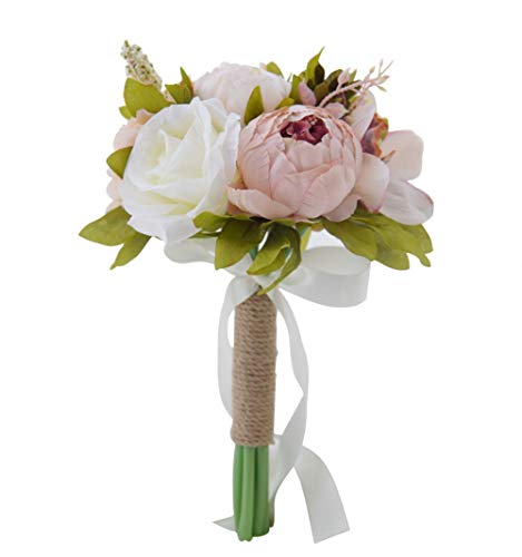 Product Cover Amoleya Flower Bouquet, 6 Inch Vintage Wedding Bouquet Artificial Flowers for Bride and Bridesmaids