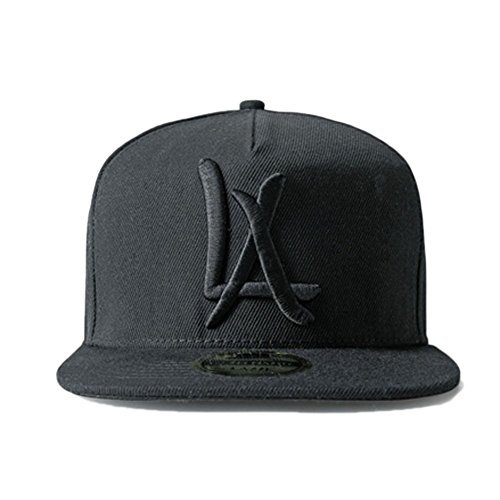 Product Cover LEEYA N10 Classic Punk Hip-Hop Baseball Cap,Flat-Brimmed Hat,100% Cotton Adjustable Snapback Hat for Men Or Women (Black)
