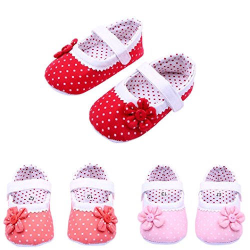 Product Cover DZT1968 Baby Girl Cloth Soft Sole Round Dot Prewalker Mary Jane Shoes With Flower