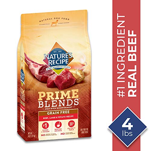 Product Cover Nature's Recipe Prime Blends, Beef, Lamb, and Potato Recipe, Grain Free, Dry Dog Food, 4 Pound Bag