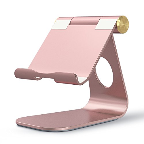 Product Cover OMOTON Adjustable Tablet Stand Compatible with iPad, Tablets (Up to 12.9 inch) and All Cell Phones, Stable Sticky Base, Rose Gold
