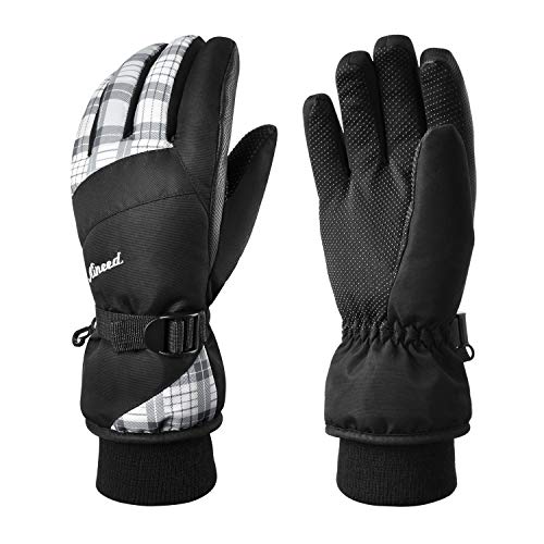 Product Cover Kineed Waterproof Ski Gloves Touchscreen 3M Thinsulate Winter Warm Snow Gloves for Women Youth White Medium