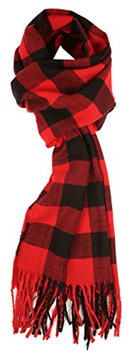 Product Cover Love Lakeside Cashmere Feel Winter Plaid Scarf, Buffalo Check, Red
