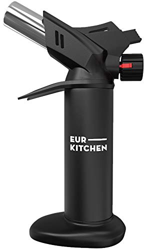 Product Cover EurKitchen Butane Culinary Kitchen Torch - Butane Fuel Not Included - Refillable Food Blow Torch for Creme Brulee and To Perfectly Sear Steak, Fish - Kitchen Lighter Tool for Cooking with Finger Guard
