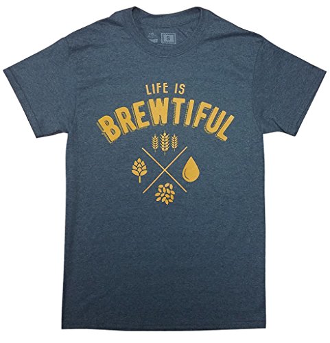 Product Cover 10oz apparel Beer t Shirt Life is Brewtiful ... (Dark Heather, L)