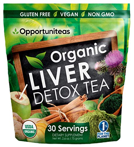 Product Cover Organic Liver Detox Tea - Matcha Green Tea, Milk Thistle, Coconut Water, Spirulina, Ginger, Cinnamon - Natural Cleanse to Boost Energy & Feel Better - Liver Care Support Supplement. Vegan & Non GMO