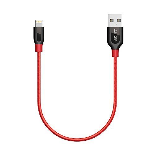 Product Cover Anker Powerline+ Lightning Cable (1ft) Durable and Fast Charging Cable [Double Braided Nylon] for iPhone X / 8/8 Plus / 7/7 Plus / 6/6 Plus / 5s / iPad and More (Red)