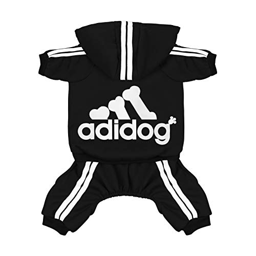 Product Cover Scheppend Original Adidog Pet Clothes for Dog Cat Puppy Hoodies Coat Doggie Winter Sweatshirt Warm Sweater Dog Outfits, Black Medium