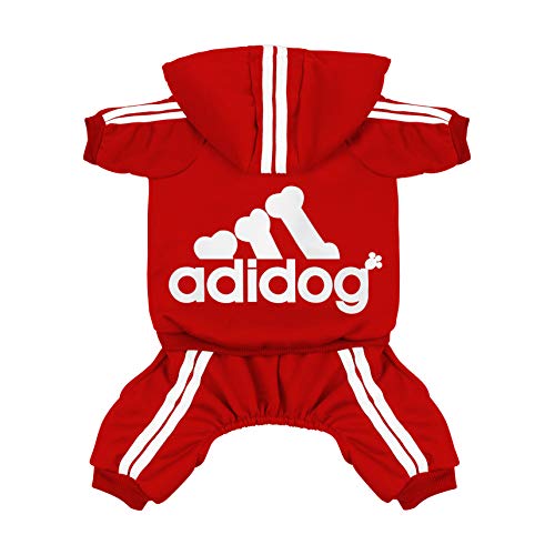 Product Cover Scheppend Original Adidog Pet Clothes for Dog Cat Puppy Hoodies Coat Doggie Winter Sweatshirt Warm Sweater Dog Outfits, Red Small
