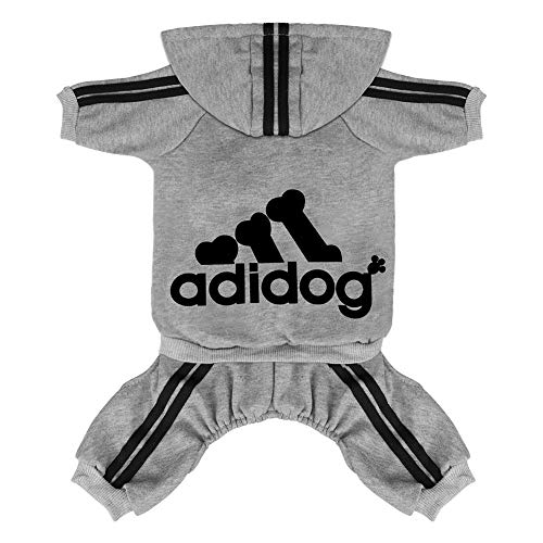 Product Cover Scheppend Original Adidog Pet Clothes for Dog Cat Puppy Hoodies Coat Doggie Winter Sweatshirt Warm Sweater Dog Outfits, Grey Large