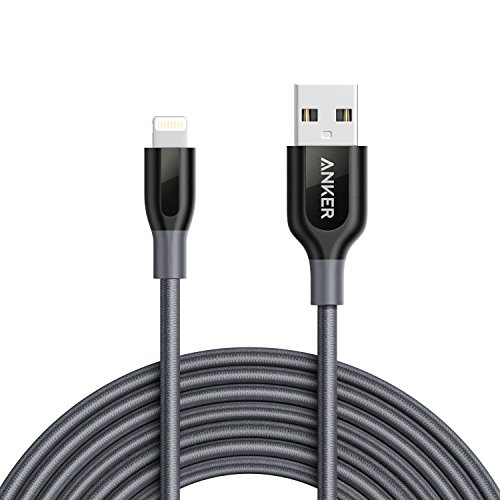 Product Cover Anker Powerline+ Lightning Cable (10ft) Durable and Fast Charging Cable [Double Braided Nylon], MFi Certified for iPhone X / 8/8 Plus / 7/7 Plus / 6/6 Plus / 5s / iPad and More (Gray)