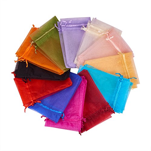 Product Cover PH PandaHall 200pcs 4x6 Inches 20 Color Organza Gift Bags with Drawstring Assorted Color Jewelry Pouches Wedding Party Christmas Favor Gift Bags
