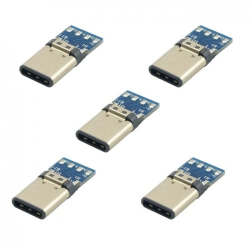 Product Cover Cablecc 5set DIY 24pin USB 3.1 Type C USB-C Male Plug Connector SMT type with 3.5mm SR and Housing Cover Cablecc