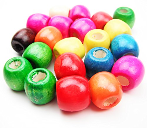 Product Cover ALL in ONE Mixed Color Painted Large Hole Round Wood Spacer Beads for DIY Project (12mm 54gram/100pcs)