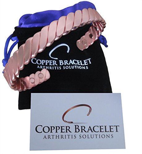 Product Cover Copper Bracelet Twisted for Arthritis - Guaranteed 99.9% Pure Copper Magnetic Bracelet for Men Women - 6 Powerful Magnets - Effective + Natural Relief of Joint Pain, Arthritis, RSI, + Carpal Tunnel.