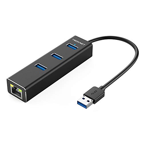 Product Cover TECKNET Aluminum 3-Port USB 3.0 Hub with RJ45 10/100/1000 Gigabit Ethernet Adapter Converter LAN Wired USB Network Adapter for Ultrabooks, Notebooks, Tablets and More