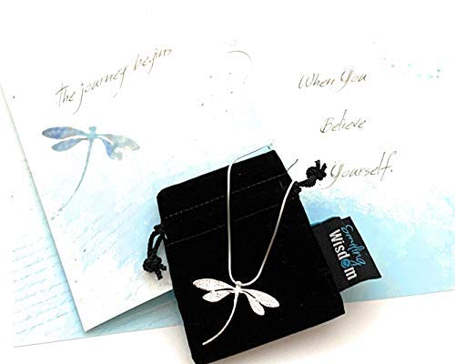 Product Cover Smiling Wisdom - Dragonfly Journey Greeting Card Gift Set - Sterling Silver Plated Dragonfly Necklace - Encouragement - Her Female Teen Woman Daughter - Grad - Silver