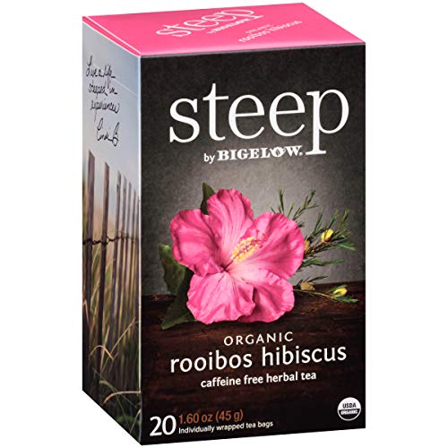 Product Cover Steep by Bigelow Organic Rooibos Hibiscus Caffeine Free Herbal Tea, 20 Count (Pack of 6), 120 Tea Bags Total.