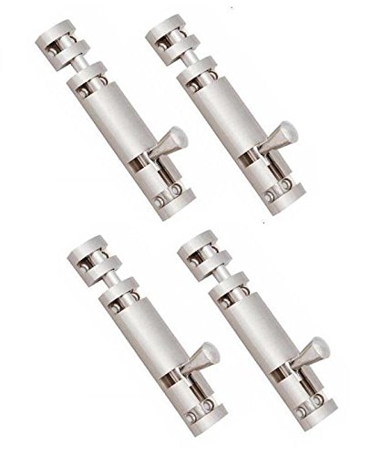 Product Cover TRUPHE Stainless Steel Full Round Tower Bolt Door Latch, 4 inch (Silver, Standard Size) - Set of 4