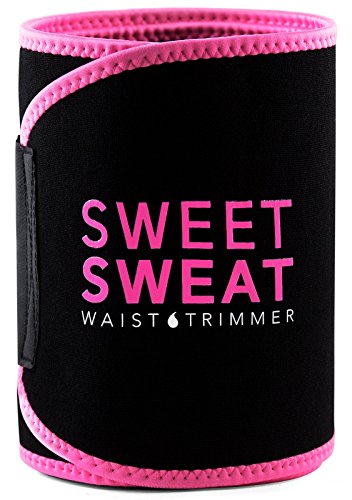 Product Cover Sports Research Sweet Sweat Premium Waist Trimmer (Pink Logo) for Men & Women ~ Includes Free Sample of Sweet Sweat Gel! (Medium: 8