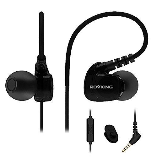 Product Cover ROVKING Sport Headphones Wired Sweatproof, Over Ear Earbuds for Running Gym Workout Exercise Jogging, Stereo in Ear Earphones w Mic, Noise Isolating Earhook Ear Buds for Cell Phone MP3 Laptop Black