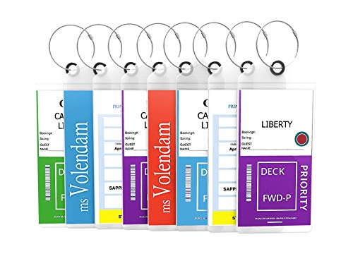 Product Cover Cruise Luggage Tags Etag Holders Zip Seal & Steel Loops Thick PVC (8 Pack - Clear)