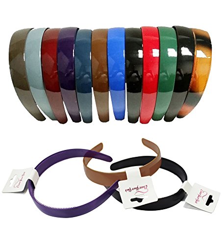 Product Cover CoverYourHair Plastic Hairbands - Hard Headbands - 12 Pack Dark Colors