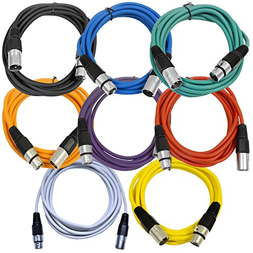 Product Cover Seismic Audio - SAXLX-10-Multi - 8 Pack of Colored 10 Foot XLR Patch Cables - 10' Mic Cable Cords