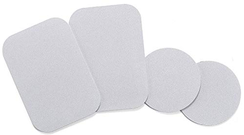 Product Cover Mount Metal Plate with Adhesive for Magnetic Cradle-Less Mount -X4 Pack 2 Rectangle and 2 Round (Compatible with WizGear mounts) (Silver)