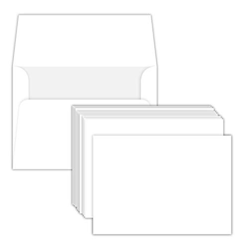 Product Cover Heavyweight Blank White Flat Cards and Envelopes - Great for Announcements, Invitation, Thank You, Greeting, Printing Holiday Cards | 4 1/2