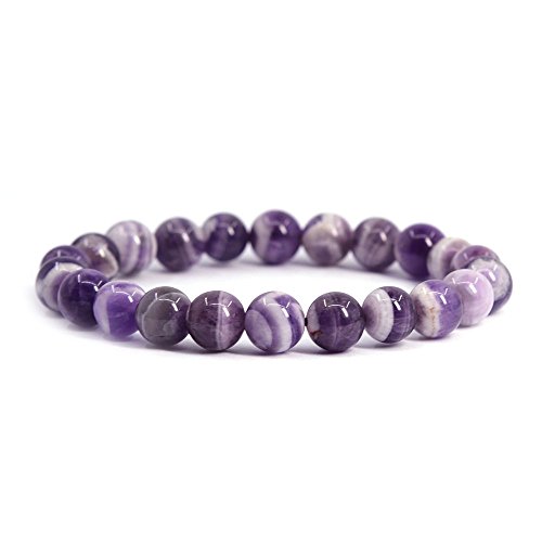 Product Cover Natural African Amethyst Gemstone 8mm Round Beads Stretch Bracelet 7 Inch Unisex