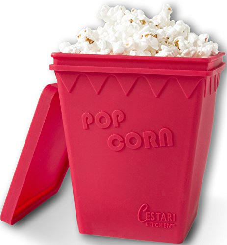 Product Cover Microwave Popcorn Popper | Replaces Microwave Popcorn Bags | Enjoy Healthy Air Popped Popcorn - No Oil Needed | BPA Free Premium European Grade Silicone Popcorn Maker by Cestari Kitchen (Makes 8 Cups)