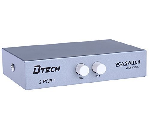 Product Cover DTECH 2 Port VGA Switch Box 2 Input 1 Out Video Switcher for 2 PCs Share 1 Monitor Supports 1920x1440 Resolution