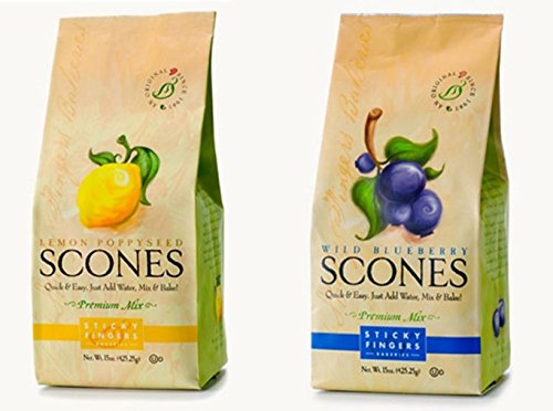 Product Cover Sticky Fingers Bakeries Premium Scone Variety Mix, Lemon Poppyseed and Wild Blueberry (Pack of 2)