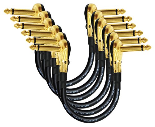 Product Cover 6 Units - 6 Inch -Pedal, Effects, Patch, instrument cable CUSTOM MADE By WORLDS BEST CABLES - made using Mogami 2319 wire and Eminence Gold Plated ¼ inch (6.35mm) R/A Pancake type Connectors