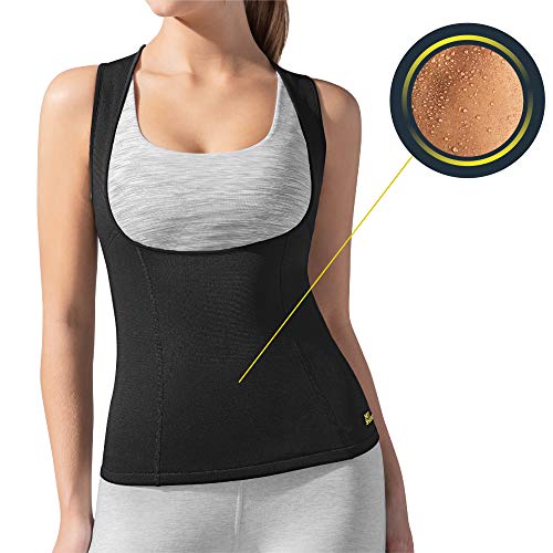 Product Cover HOT SHAPERS Women's Cami Hot Belly Fat Burn Sauna Shirt. Seamless Slimming Body Shaper (Medium, Black)