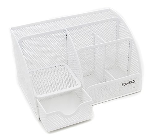 Product Cover EasyPAG Mesh Desk Organizer 6 Compartments with Drawer,White