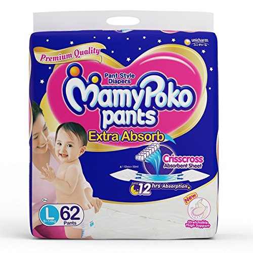 Product Cover MamyPoko Pants Extra Absorb Diaper - Large Size, Pack of 62 Diapers (L-62)