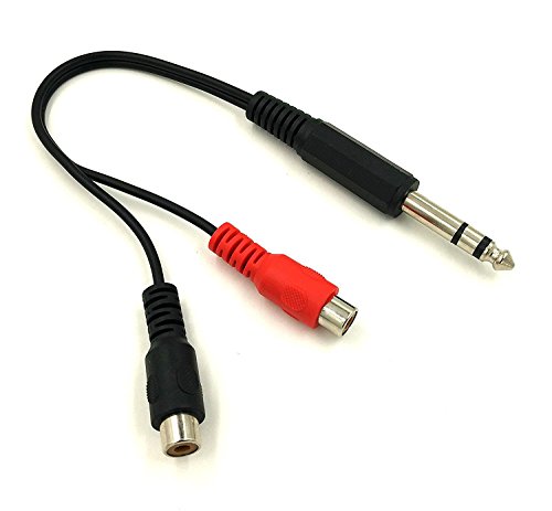 Product Cover Poyiccot 6.35mm 1/4 inch TRS Stereo Jack Male to 2 RCA Female Plug Y Splitter Adapter Cable 20cm/8inch (635M-2RCAFM)