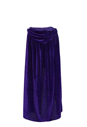 Product Cover Ecity Unisex Adult Costume Velvet Hooded Cloak Role Play Halloween Xmas Party Cape (Large (59 inch=150cm), Purple)