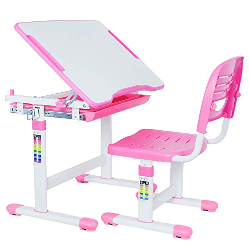 Product Cover VIVO Pink Height Adjustable Children's Desk and Chair Set | Kids Interactive Workstation