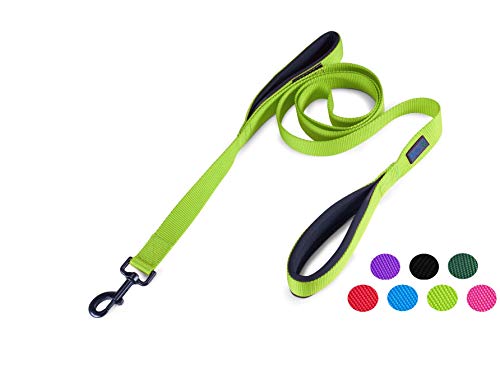 Product Cover Wagtime Club Soft &Thick Dual Handle 6FT Dog Leash, Premium Nylon Double Padded Handles for Medium, Large or XLarge Dog (Neon Green)