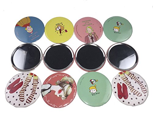 Product Cover 12pcs OPCC lovely makeup mirror Compact Cosmetic Makeup Round Pocket Purse Hand Mirror,great gift