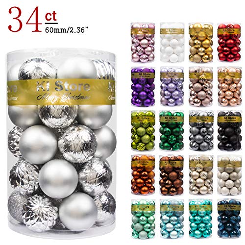 Product Cover KI Store 34ct Christmas Ball Ornaments Shatterproof Christmas Decorations Tree Balls for Holiday Wedding Party Decoration, Tree Ornaments Hooks included 2.36